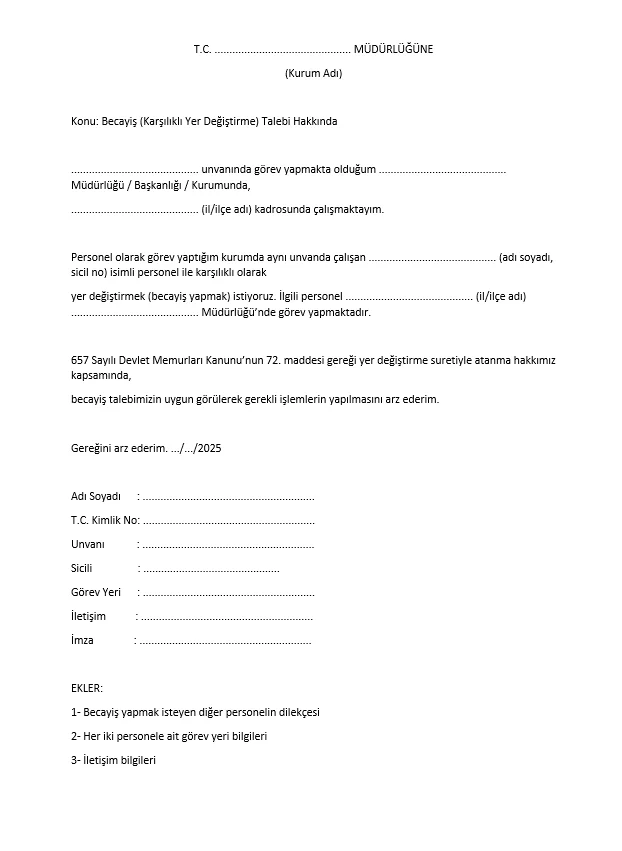 Becayiş dilekçe örneği Dilekce örneği Kamubecayis