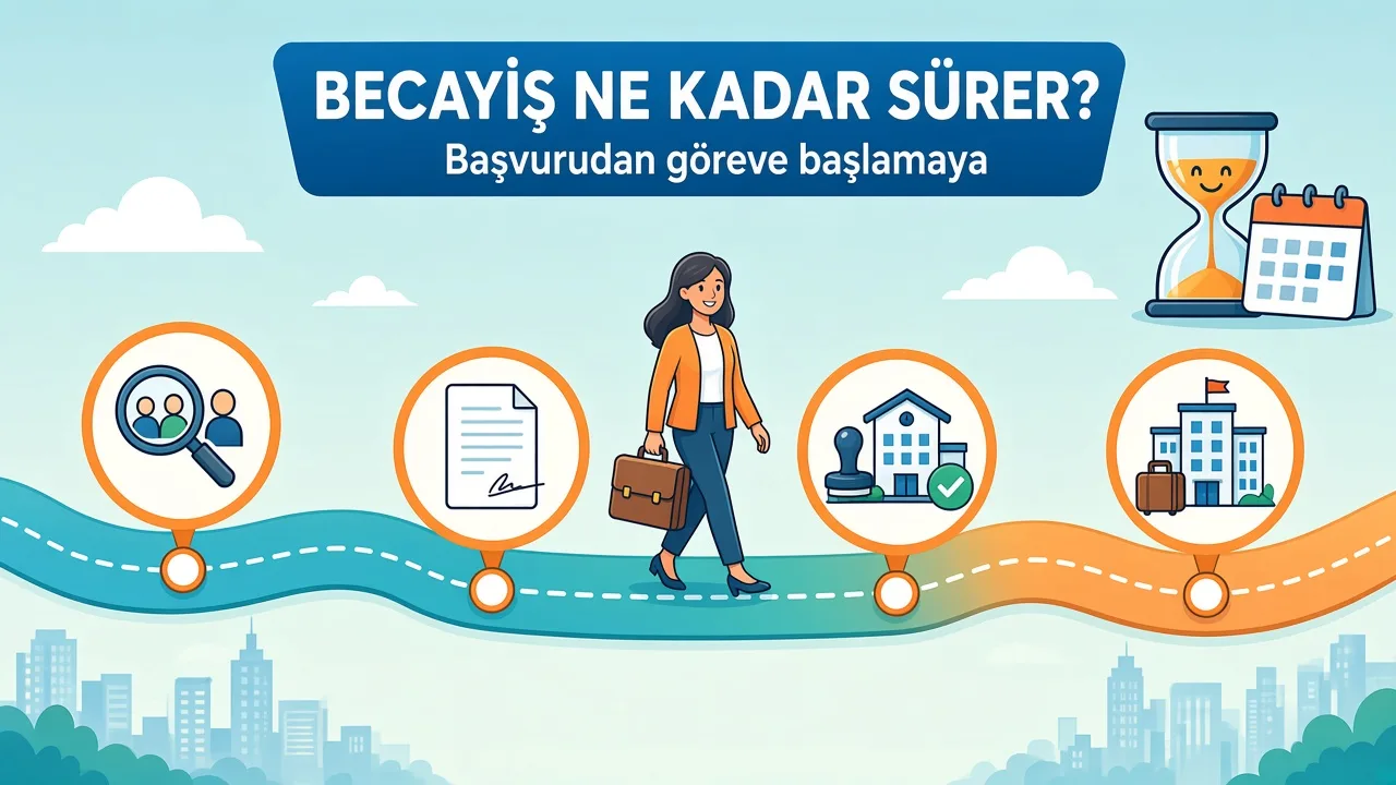 Becayiş süreci zaman çizelgesi: eşleşme, dilekçe, kurum onayı ve yeni görev yerine başlama aşamaları